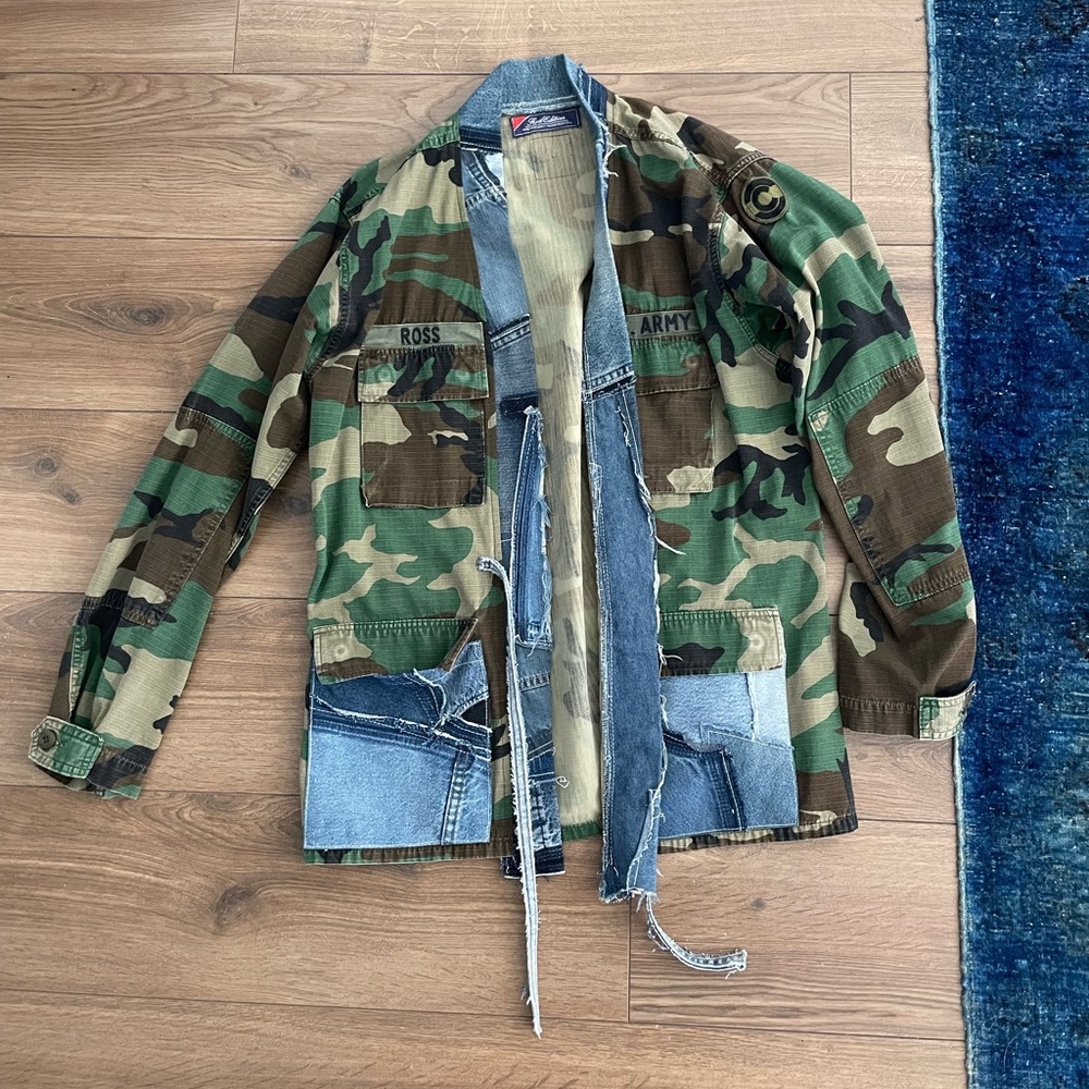 Recycled Denim and Military Jacket Kimono